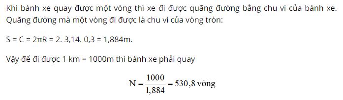 B&aacute;nh xe quay bao nhi&ecirc;u v&ograve;ng th&igrave; số chỉ tr&ecirc;n đồng hồ tốc độ của xe sẽ nhảy một số ứng với 1 km
