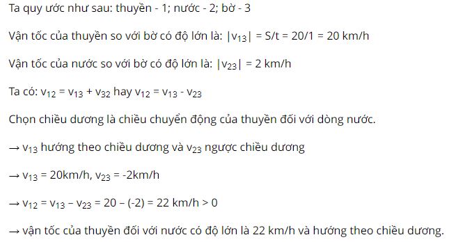 T&iacute;nh vận tốc của thuyền đối với nước