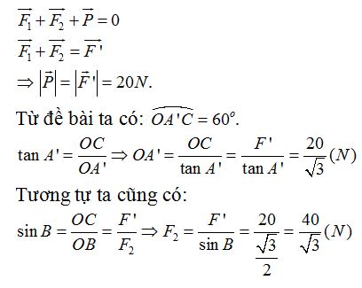 T&igrave;m lực căng của hai d&acirc;y OA v&agrave; OB