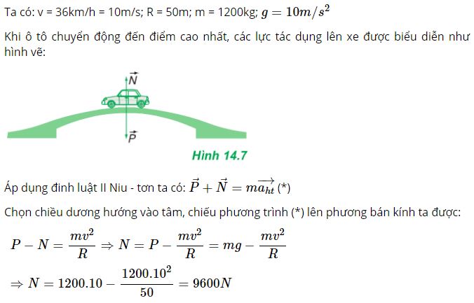Hỏi &aacute;p lực của &ocirc; t&ocirc; v&agrave;o mặt đường tại điểm cao nhất bằng bao nhi&ecirc;u?