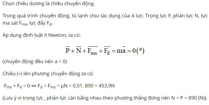 Hỏi lực đẩy tủ lạnh theo phương ngang bằng bao nhi&ecirc;u?