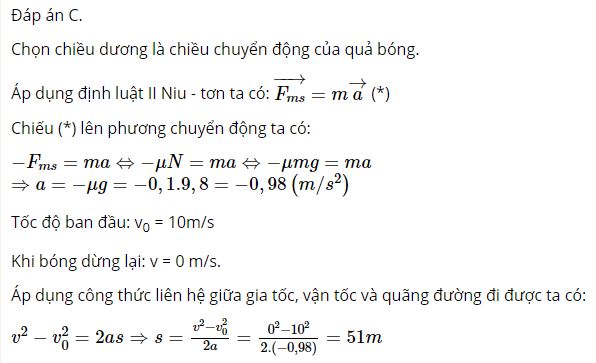 Hỏi quả b&oacute;ng đi được một đoạn đường bằng bao nhi&ecirc;u th&igrave; dừng lại?