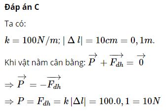 Phải treo một vật c&oacute; trọng lượng bằng bao nhi&ecirc;u th&igrave; l&ograve; xo gi&atilde;n được 10cm