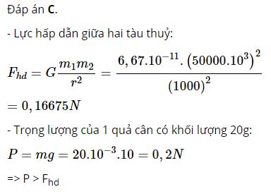 So s&aacute;nh lực hấp dẫn của hai chiếc t&agrave;u thủy với trọng lượng của một c&aacute;i c&acirc;n