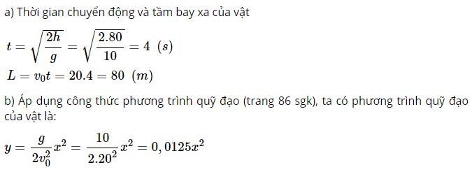 T&iacute;nh thời gian chuyển động v&agrave; tầm bay xa của vật