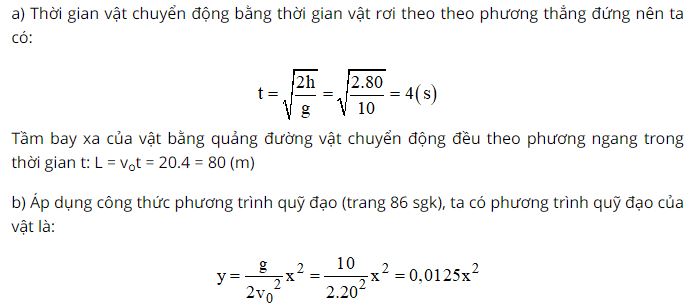 T&iacute;nh thời gian chuyển động v&agrave; tầm bay xa của vật