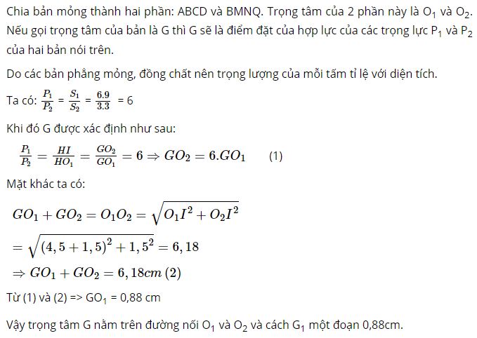 H&atilde;y x&aacute;c định trọng t&acirc;m của một bản phẳng