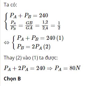 Hỏi lực m&agrave; tấm v&aacute;n t&aacute;c dụng l&ecirc;n điểm tựa A bằng bao nhi&ecirc;u?