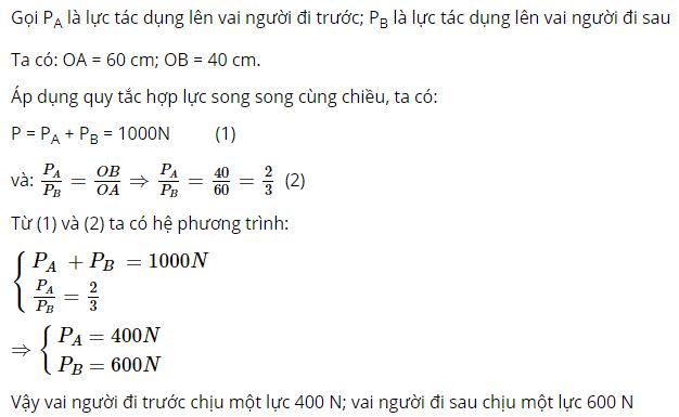 Hỏi mỗi người chịu một lực bằng bao nhi&ecirc;u?