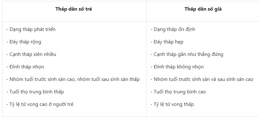 Th&aacute;p d&acirc;n số trẻ v&agrave; th&aacute;p d&acirc;n số gi&agrave; kh&aacute;c nhau như thế n&agrave;o?
