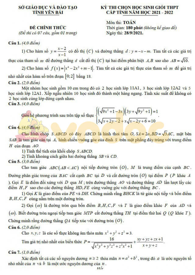 Đề thi hsg Toán 12