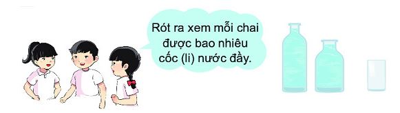 Giải Toán lớp 2 trang 75 Đựng nhiều nước, đựng ít nước