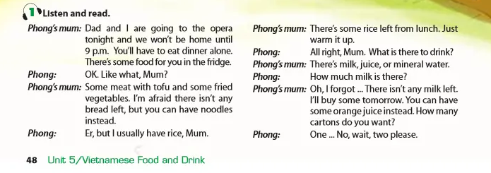 Soạn tiếng Anh 7 Unit 5 Getting started