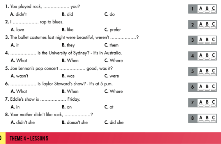 Smart World 7 Workbook giải bài tập Unit 4 Lesson 5