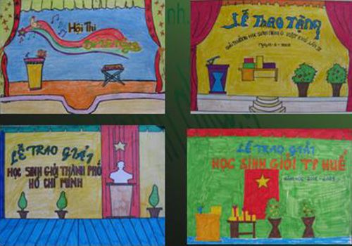 Vẽ tranh đề t&agrave;i trang tr&iacute; hội trường