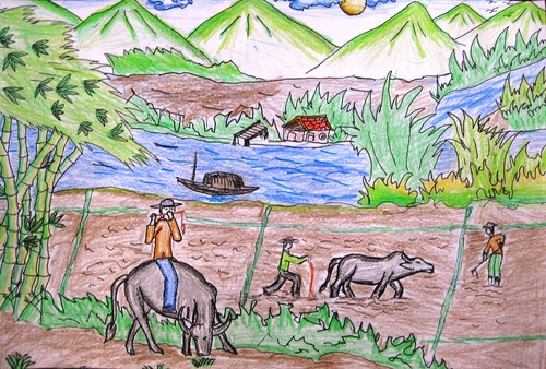 Em h&atilde;y vẽ bức tranh đề t&agrave;i tự chọn