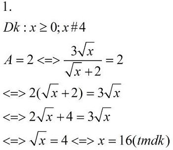 Cho biểu thức A. R&uacute;t gọn biểu thức A. T&igrave;m x để A = 2. T&igrave;m x nguy&ecirc;n để A l&agrave; số nguy&ecirc;n