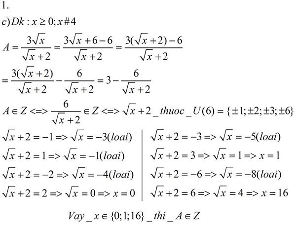 Cho biểu thức A. R&uacute;t gọn biểu thức A. T&igrave;m x để A = 2. T&igrave;m x nguy&ecirc;n để A l&agrave; số nguy&ecirc;n