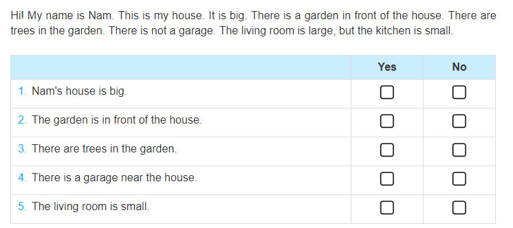 Tiếng Anh lớp 3 Unit 12