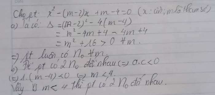Chứng tỏ phương tr&igrave;nh lu&ocirc;n c&oacute; nghiệm với mọi m