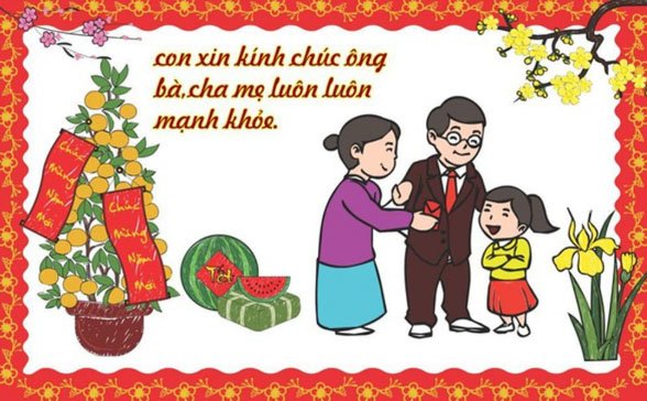 Viết một tấm thiệp chúc Tết gửi cho một người bạn hoặc người thân ở xa