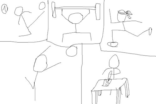 Vẽ 5 d&aacute;ng người đang hoạt động