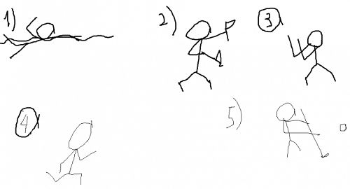 Vẽ 5 d&aacute;ng người đang hoạt động