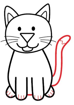 Bước 6: Vẽ móng vuốt và đuôi