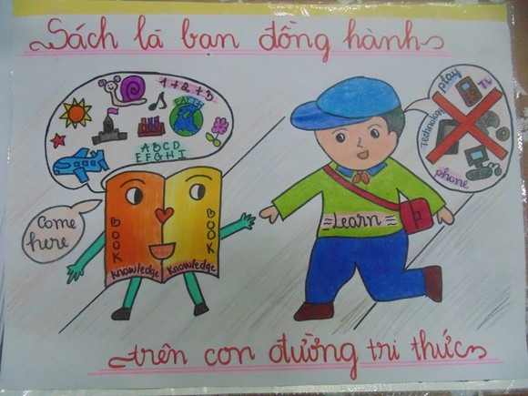 Tranh vẽ tình yêu đọc sách