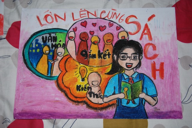 Tranh vẽ tình yêu đọc sách