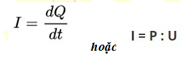 công thức tính cường độ dòng điện
