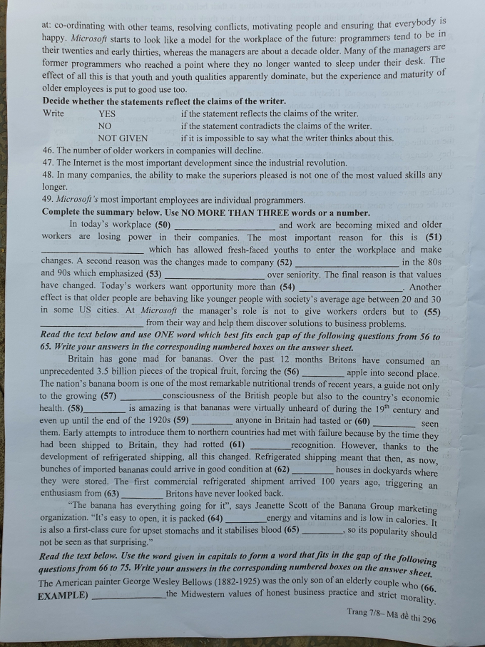 Đề thi chuyên Anh vào lớp 10 Đh Sư phạm Hà Nội năm 2022