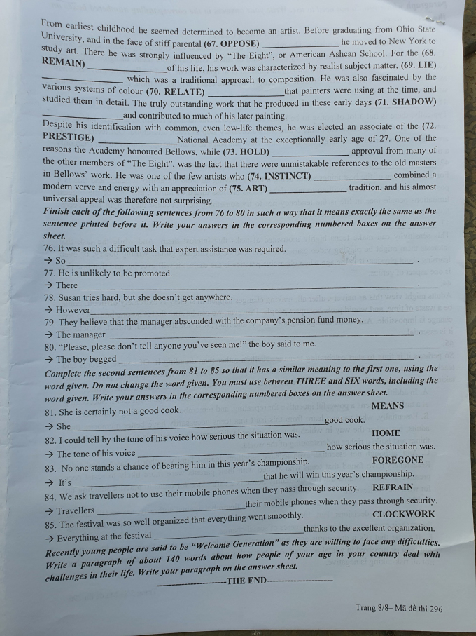 Đề thi chuyên Anh vào lớp 10 Đh Sư phạm Hà Nội năm 2022