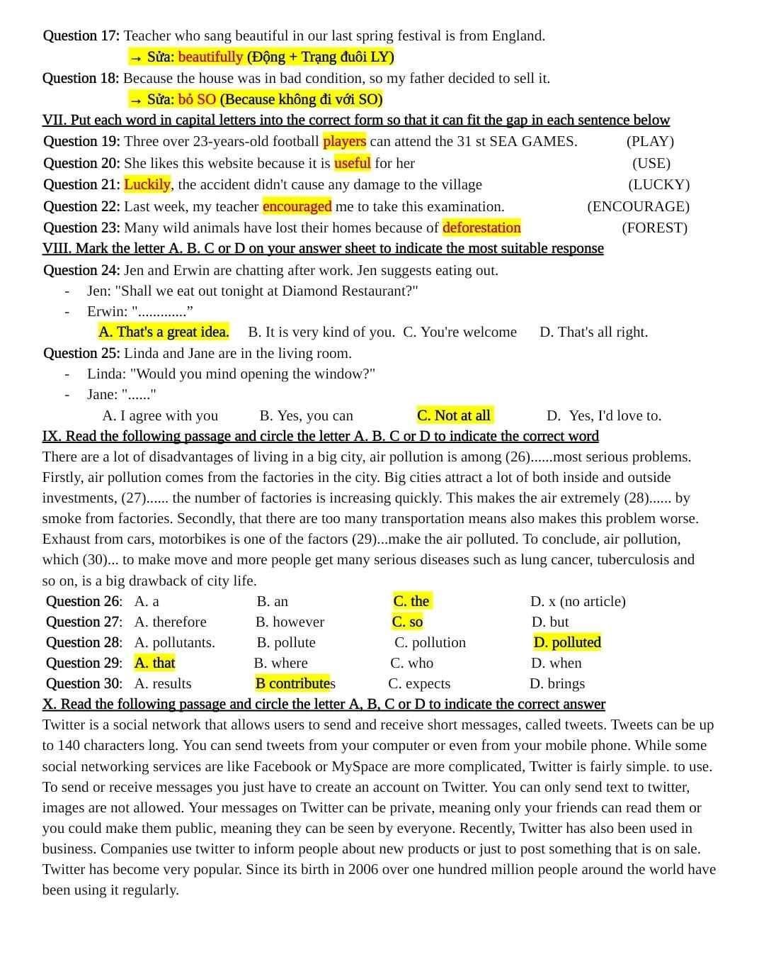 Đề thi tuyển sinh vào lớp 10 môn tiếng Anh Quảng Ninh