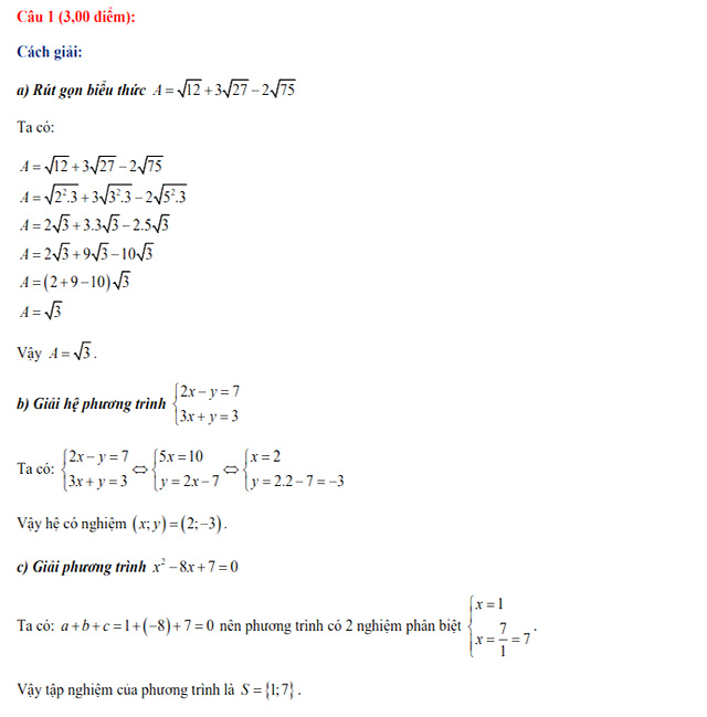 Đề thi vào 10 Khánh Hòa môn Toán