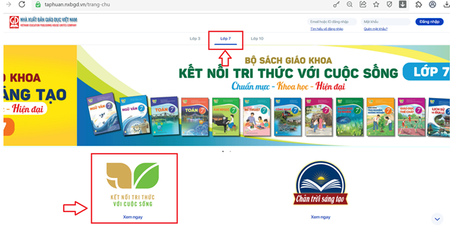 Cách xem sách KNTT lớp 7