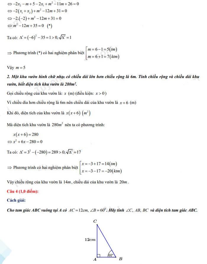 Đáp án đề thi vào 10 môn Toán Bình Phước 2022