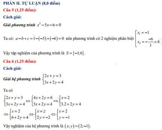 Đáp án đề thi vào 10 môn Toán Vĩnh Phúc 2022
