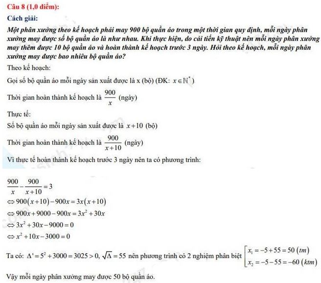 Đáp án đề thi vào 10 môn Toán Vĩnh Phúc 2022