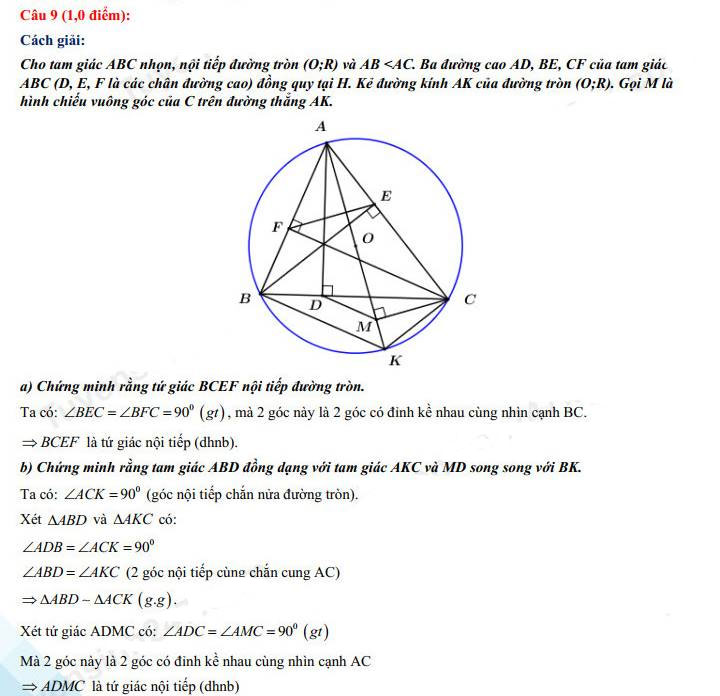 Đáp án đề thi vào 10 môn Toán Vĩnh Phúc 2022