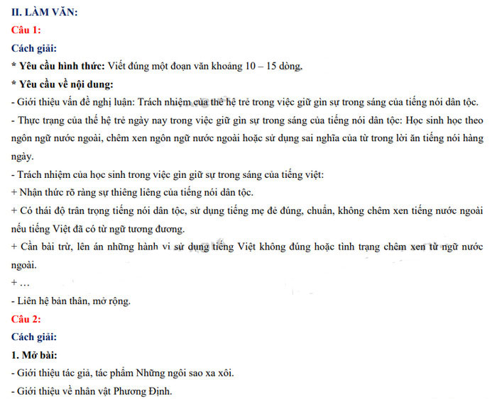 Đáp án đề thi tuyển sinh lớp 10 môn Ngữ văn tỉnh Quảng Trị 2022