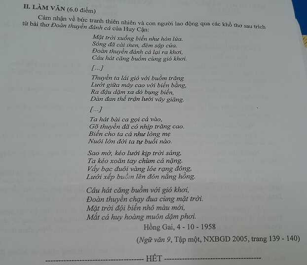 Đề thi tuyển sinh lớp 10 môn Ngữ văn tỉnh An Giang 2022