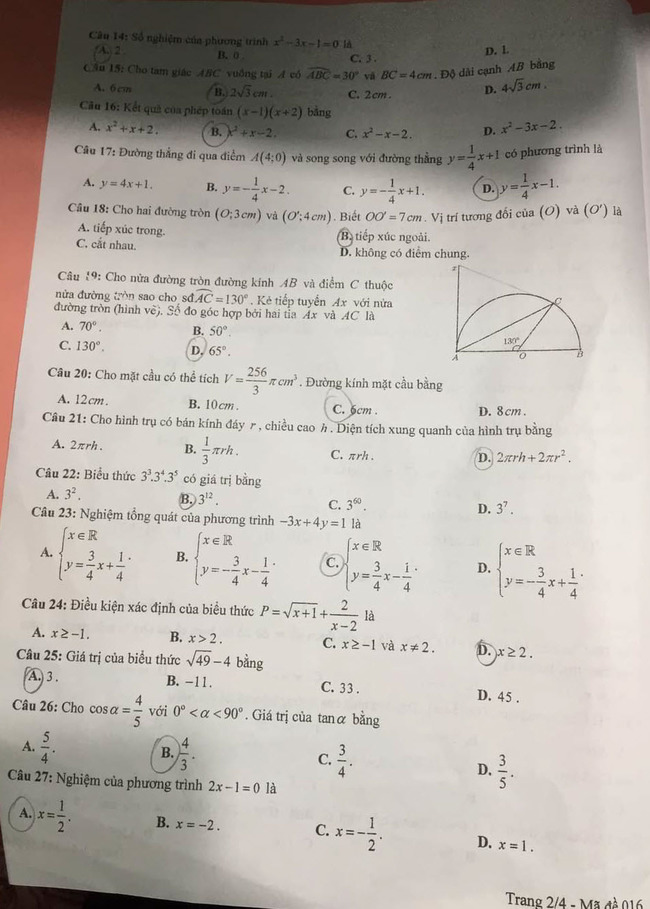 Đề thi vào 10 môn Toán Yên Bái 2022 trang 2