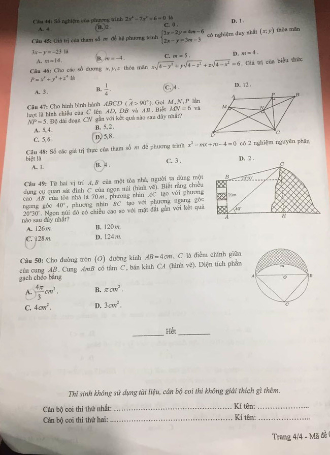 Đề thi vào 10 môn Toán Yên Bái 2022 trang 4