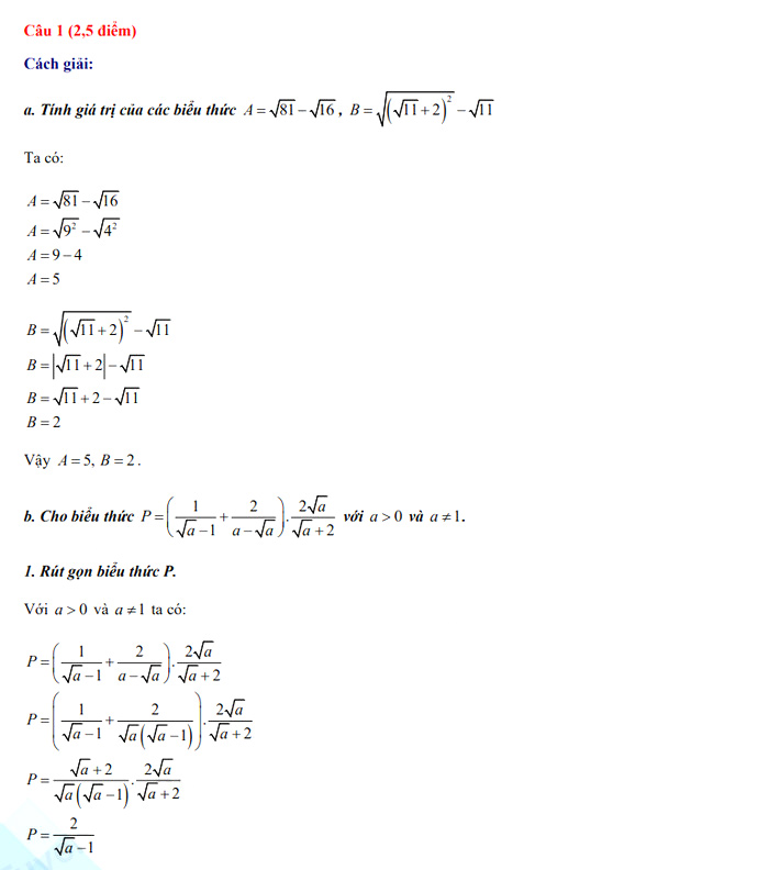 Đáp án đề thi vào 10 Lạng Sơn 2022