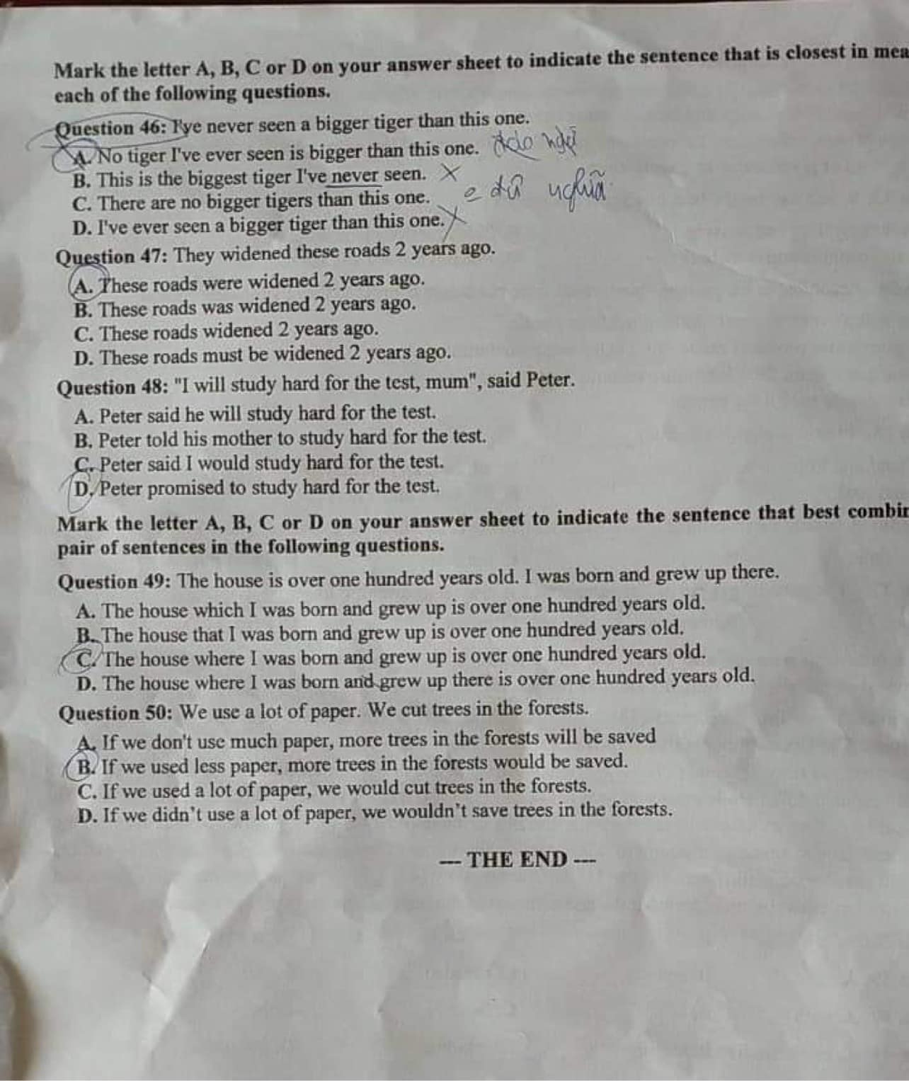 Đáp án đề thi vào lớp 10 môn Anh Thái Bình năm 2022