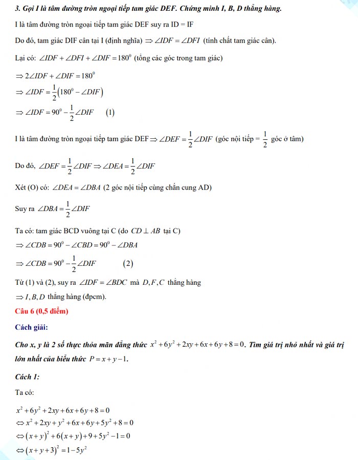 Đáp án đề thi tuyển sinh lớp 10 môn Toán tỉnh Kon Tum năm 2022