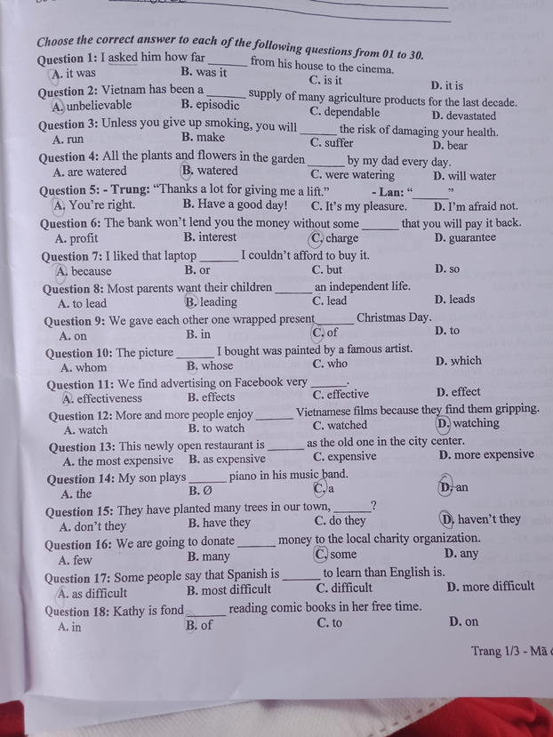 Đề thi tuyển sinh vào lớp 10 môn tiếng Anh Tuyên Quang