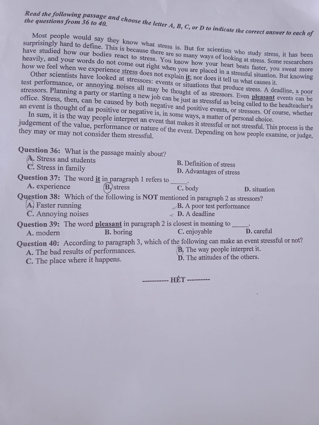 Đề thi tuyển sinh vào lớp 10 môn tiếng Anh Tuyên Quang