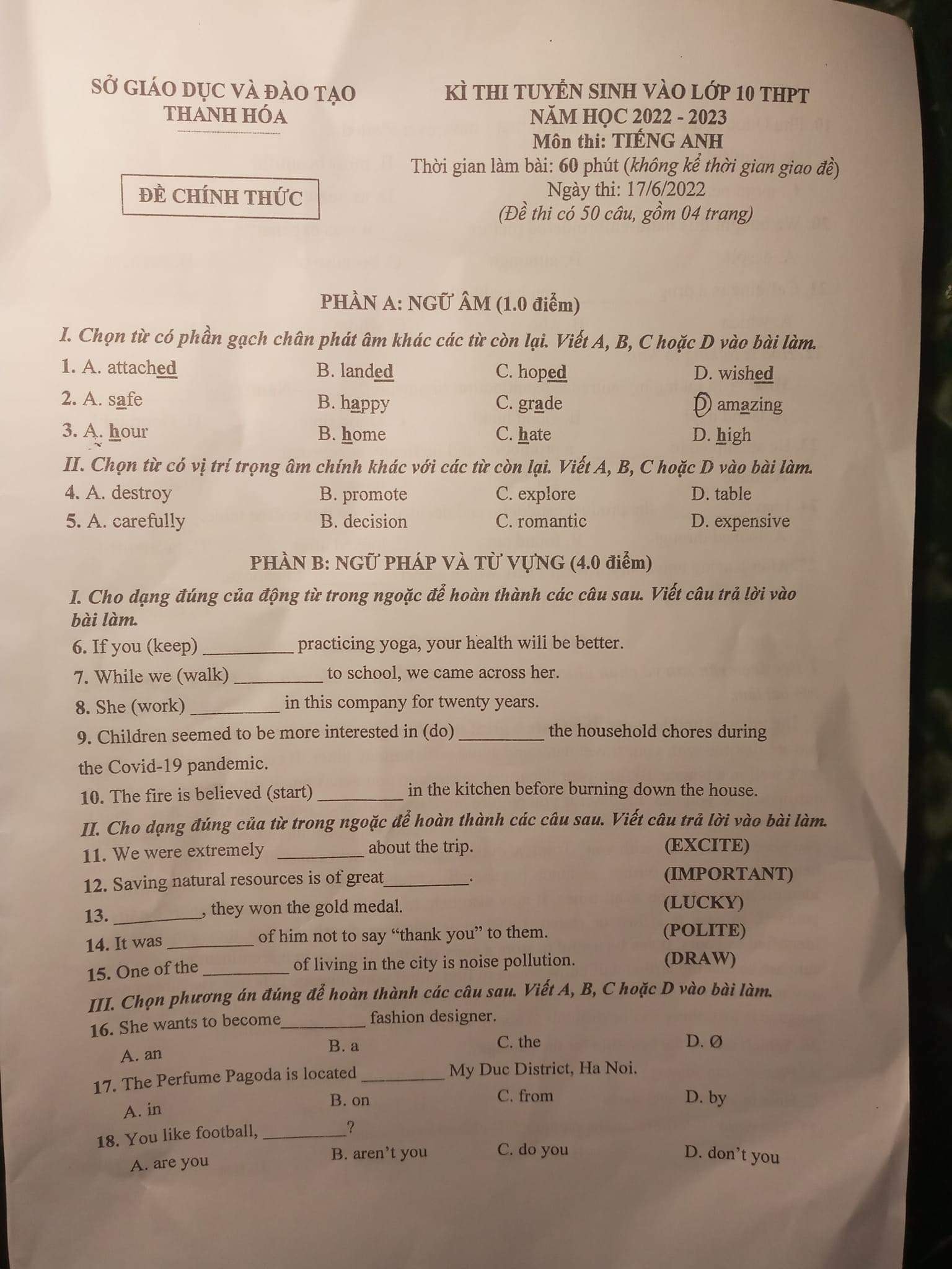 dap-an-de-thi-tuyen-sinh-lop-10-mon-anh-thanh-hoa-nam-2022